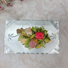 Antique German Metal Postcard Mechanical Moving Roses In Boston Aluminum 1900s picture