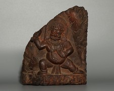 Tibet 1800s Antique Buddhist Painted Stone Buddha Statue Vajrapani Chakna dorje picture