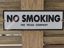 VINTAGE 1960'S TEXACO GASOLINE NO SMOKING GAS PUMP PORCELAIN DEALERSHIP SIGN picture