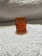 Vintage L G Wright Orange Glass Toothpick holder. Glows w/ black light picture
