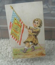 Vintage 1880s VTC Enterprise Roasted Coffee Boy Holding US Flag Trade Card picture