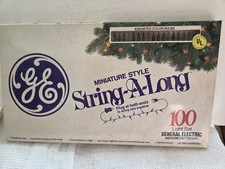 Vintage GE String-A-Long 100 Multi Color Christmas Lights Miniature Box NOS picture