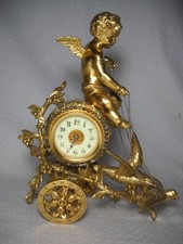 Scarce New Haven Chariot Model Figural Cherub Desk Clock Ca 1905 See Description picture