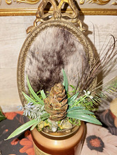 Vintage Ornate Gold Oval Metal Photo Frame, Free Standing Portrait, Moss art picture