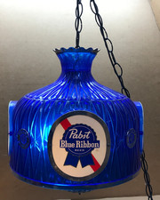 VINTAGE 1960'S 1970'S PABST BLUE RIBBON HANGING BAR LAMP PBR BEER ADVERTISING picture