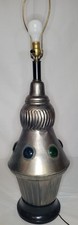 Vintage 60s Wilshire House Moroccan Silver Jeweled Glass Cabochon Table Lamp picture