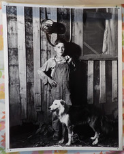 Vintage 8x10 Photograph Boy Dog Electric Meter picture