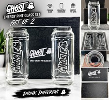 GHOST Energy Pint Glass Set of 2 Brand New Collectible Drinkware w/ Box RARE picture
