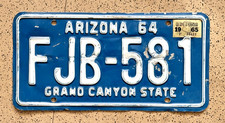1965/1964 ARIZONA license plate — OVERFLOW — ORIGINAL vintage antique car tag picture