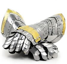 Medieval Gothic Gauntlets 18 G Steel Knight LARP Functional Gloves For Cosplay picture