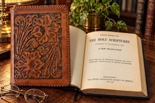 1947 Holy Scriptures Jewish Bible JPS Judaica Hand Tooled Leather Cover  picture