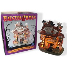 Vintage Haunted Haven Pumpkin Factory Lighted Porcelain Halloween House w Box picture