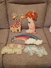 Vintage 1996 Noah's Ark Nursery Wall Decor Noel Joanna Rainbow Animals picture