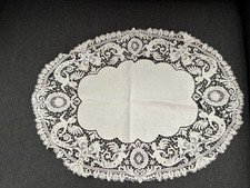 Antique Italian Linen & Point de Venise Figural Shiffi Lace Doily  Cut up As Is picture