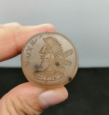 Sassanian Roman Old Agate King Seal Stone Stamp Rare Bead Stamp picture