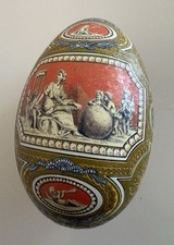 Vincenzo Tin Litho Easter Egg Metal Candy Containers 4.25” picture
