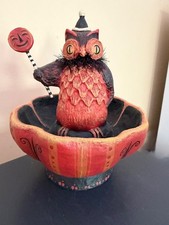 Johanna Parker Tree Owl Treat Bowl Halloween RARE- NO TAGS b picture