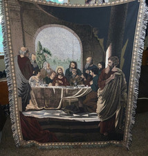 64’’x 52’’ Chatham Last Supper Throw Blanket Tapestry Jesus 12 Apostles picture