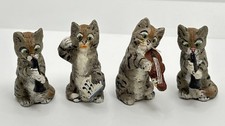 4 Antique Musical Cat Putz Figurines Germany Miniature 1.75” Dollhouse picture