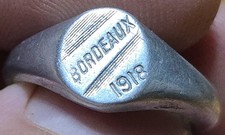 Rare 1918 WWI Military BORDEAUX France Etched Trench Art Airplane Aluminum Ring picture