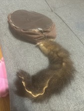 Vtg Disneyland Early Davy Crocket Coonskin Cap Hat Souvenir Costume Fur & Tail picture