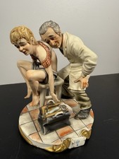 Vintage Italian Porcelain Figurine Doctor Examining Boy Hand Sculpted Italy 358 picture