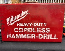 Vintage Milwaukee Heavy Duty Cordless Hammer-Drill Empty Red Metal Box picture