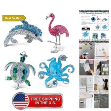 Beach-Themed Sparkling Refrigerator Magnets Bundle Set - 4 Pieces picture