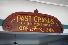 Antique Vintage Odd Fellows Lodge Sign IOOF I.O.O.F Berwick Wooden Masonic picture