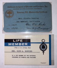 Vtg Calif. Congress Of Parents And Teachers P.T.A. Honorary Life Membership 1950 picture