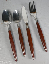 42 pc MCM Stainless Flatware Faux Wood Japan  American Tempo - 9 Place Settings picture