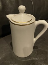 Vintage Mayer China Teapot, Coffee, Creamer w/ Keyed Lid & Gold Trim Made in USA picture