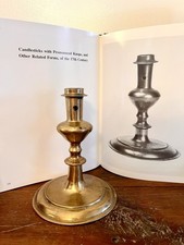 RARE 17th Century Pronounced Knop FRENCH CANDLESTICK - 1600s Brass Candle Holder picture