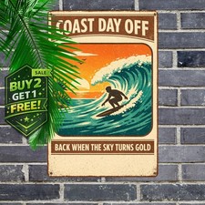 Gone Surfing Be Back At Sunset Funny Vintage Metal Sign 8x12 Retro Wall Art picture
