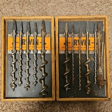 Vintage Irwin 10Pc. Auger Bits Set With Original Wood Case , USA picture