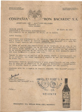 Cuba Cuban Rare 1953 Bacardi Letter Signed José Bosch to Admiral Richard Evelyn picture