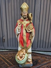 Vintage saint nicholas children Religious chalk statue picture