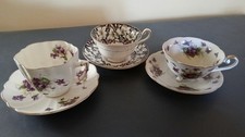 Vintage Antique Bone China Teacups & Saucers ☆ Made in England ☆ Quantity 3 ☆ picture