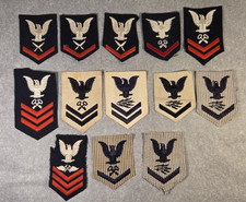 WWII US Navy Enlisted Rating Badge Patch Lot 13pc WAVES Seersucker Khaki Blues picture