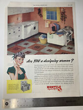 VINTAGE 1948 Print Ad Are You A Designing Woman? Kentile Asphalt Tile 10x13