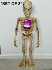 “SET OF 3” 3ft Halloween Classics Animated LED Dancing Skeleton Home Accents picture