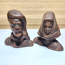 Renaissance Vincenzo Farci Italy Man and Woman Ceramic Bust Heads Pair picture