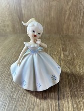 Lefton Shopper Girl 737 Porcelain Figurine Vintage Mid Century Modern Japan picture