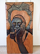 Mid-Century Style Hand-Carved Brazilian Wood Wall Relief Art picture