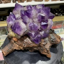11.26LB TOP Natural Amethyst quartz cluster crystal Mineral Specimen+stand picture