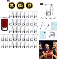 40 Pack Heavy Base Shot Glasses, 1.4oz Whiskey Shot Glass Set Small Glass Cup... picture