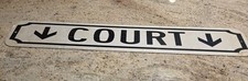 Vintage Rare Court Sign Courthouse Law Street Metal Gas Oil Advertising picture