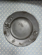 Kayserzinn Pewter Art Nouveau 8.5” Plate #4115 Flowers Bee Jugendstil #1 picture
