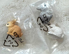 Schleich LOT OF 3 tiny tan baby bunny rabbits, tan, grey, & white MINIATURE NEW picture