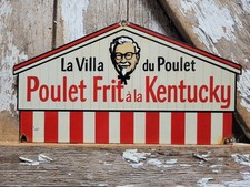 VINTAGE KENTUCKY FRIED CHICKEN PORCELAIN SIGN OLD CANADIAN KFC FAST FOOD SANDERS picture